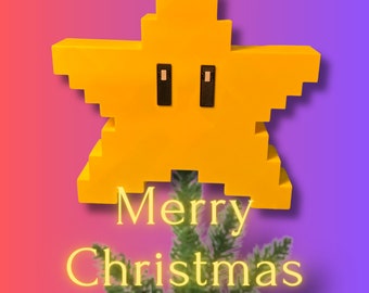 Adorno para árbol de Navidad: Estrella de Super Mario en estilo retro para tu árbol de Navidad
