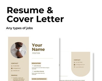 Professional Resume Template With Photo, Modern Minimalist Resume, CV Template & Cover Letter