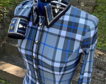 Western Showmanship Horsemanship Pleasure Show Shirt with all glasses stone