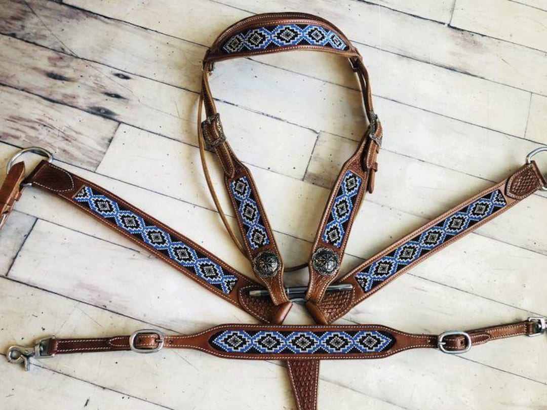 Ensemble Brides Et Colliers Mammaire Western – Cuir Marron, Style Vintage – Neuf