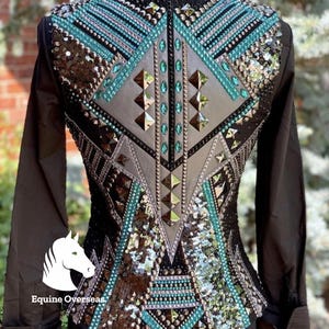 Western Showmanship Horsemanship pleasure Show Vest with matching shirt, all glasses stone - customizable available