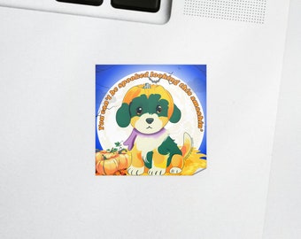 Halloween PUNNY PUMPKIN PUPPY Vinyl Matte Sticker | Dog | Fall | Autumn | Fun | Art | Laptop | Notebook | Water Bottle | Stationary | Gift