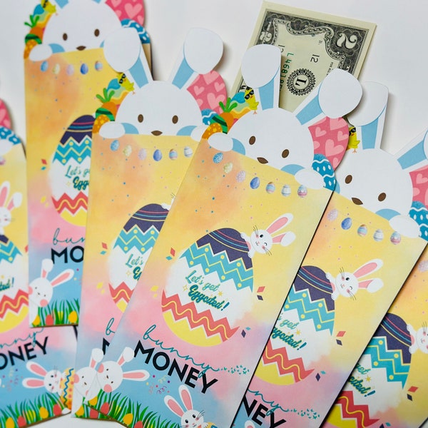 Personalizable Happy Easter Bunny Money Envelope | Easter Money Holder | Spring Cash Envelope | Money Sleeve | Hoppy Easter | Get Eggcited