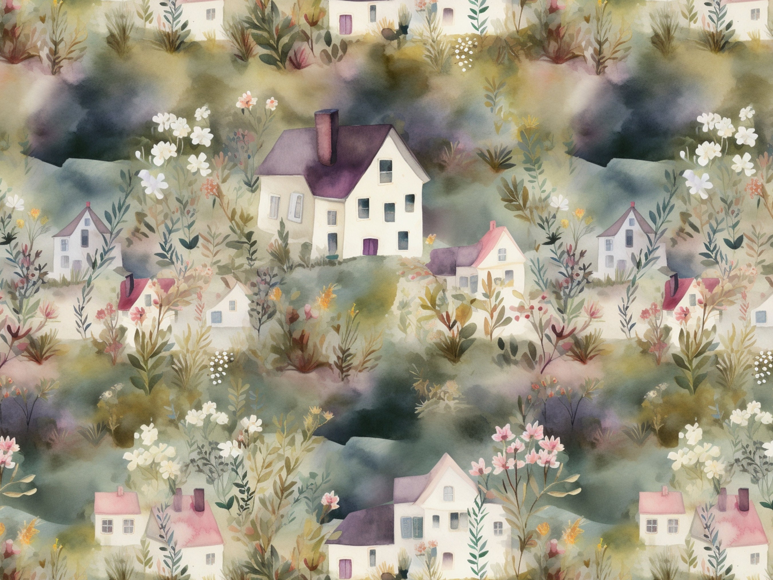 Cottage Core Pattern Texture Watercolor Cottagecore Seamless Patterns Bundle Digital Paper Cottage ...