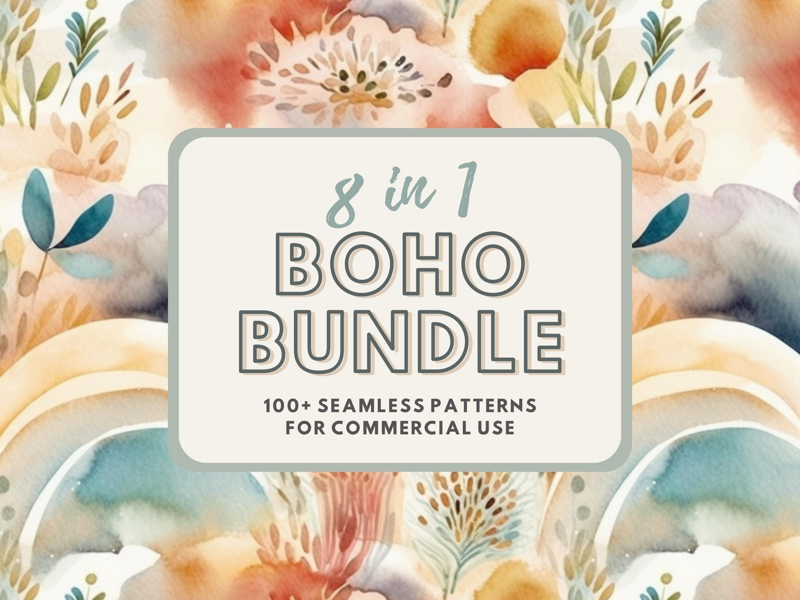 Watercolor Boho Patterns Bundle Digital Paper Boho Watercolor Flowers ...