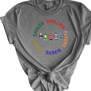 Phillies Eagles Sixers Union Flyers Mascots TShirt, Long Sleeve Shirt, Crewneck, Hoodie Adult Youth Toddler