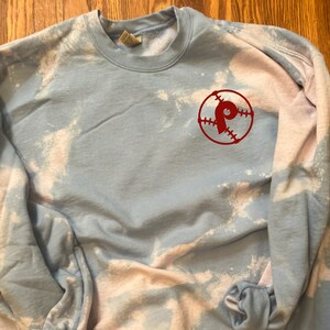 Phillies Blue Reverse Tye Dye with corner maroon logo for adults Crewneck
