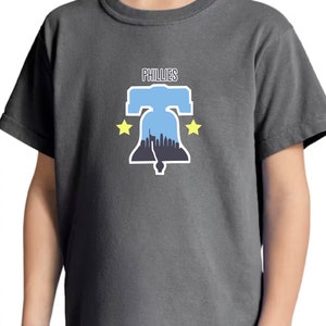 Philadelphia Phillies New Trendy City Connect Comfort Colors Liberty Bell Youth T Shirt