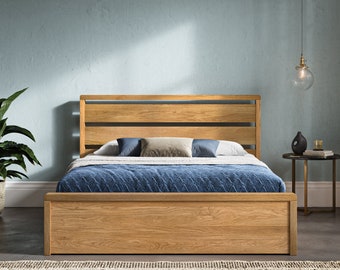 Full Solid Oak Ottoman - Modula Wooden Storage Bed / Double / King Size / Super King Size