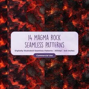 14 nahtlose Magma-Rock-Lava-Muster - Grundtexturen, Felsen, feurige Textur, Vulkan, Stein, Pinsel-Bundle, Sofort-Download, kommerzielle Nutzung