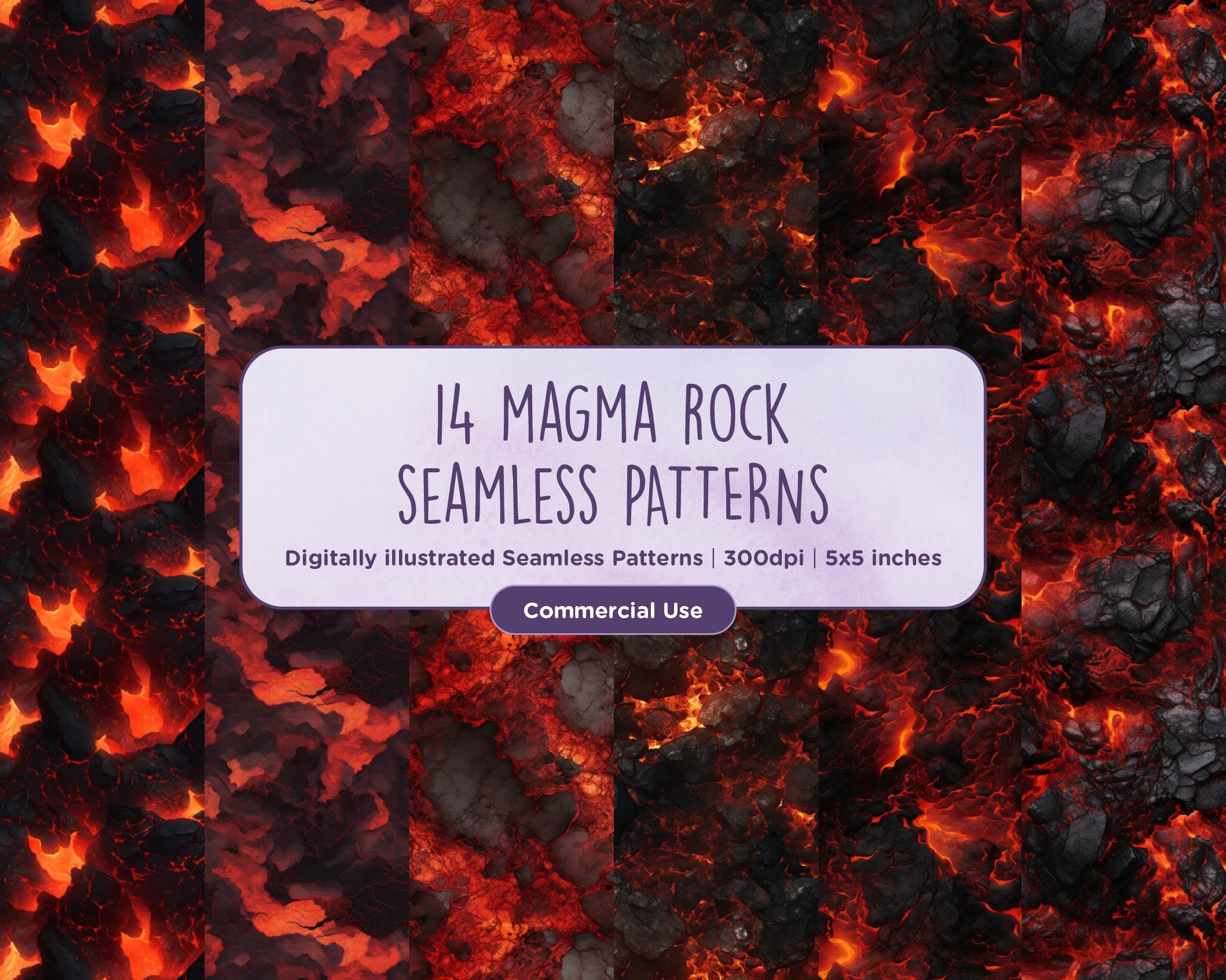 14 Magma Rock Lava Seamless Patterns - Ground Textures, Rock, Fiery ...