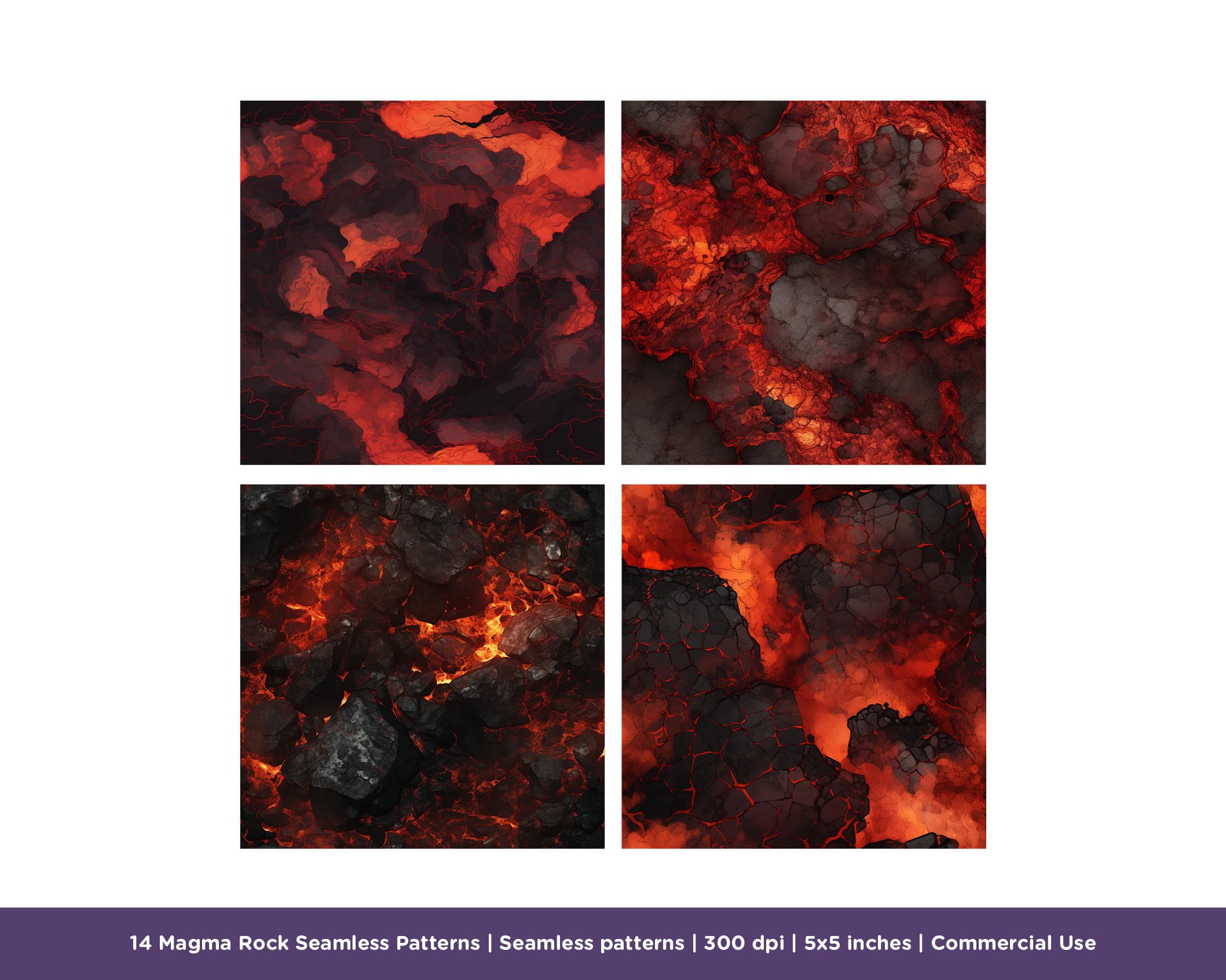 14 Magma Rock Lava Seamless Patterns - Ground Textures, Rock, Fiery ...