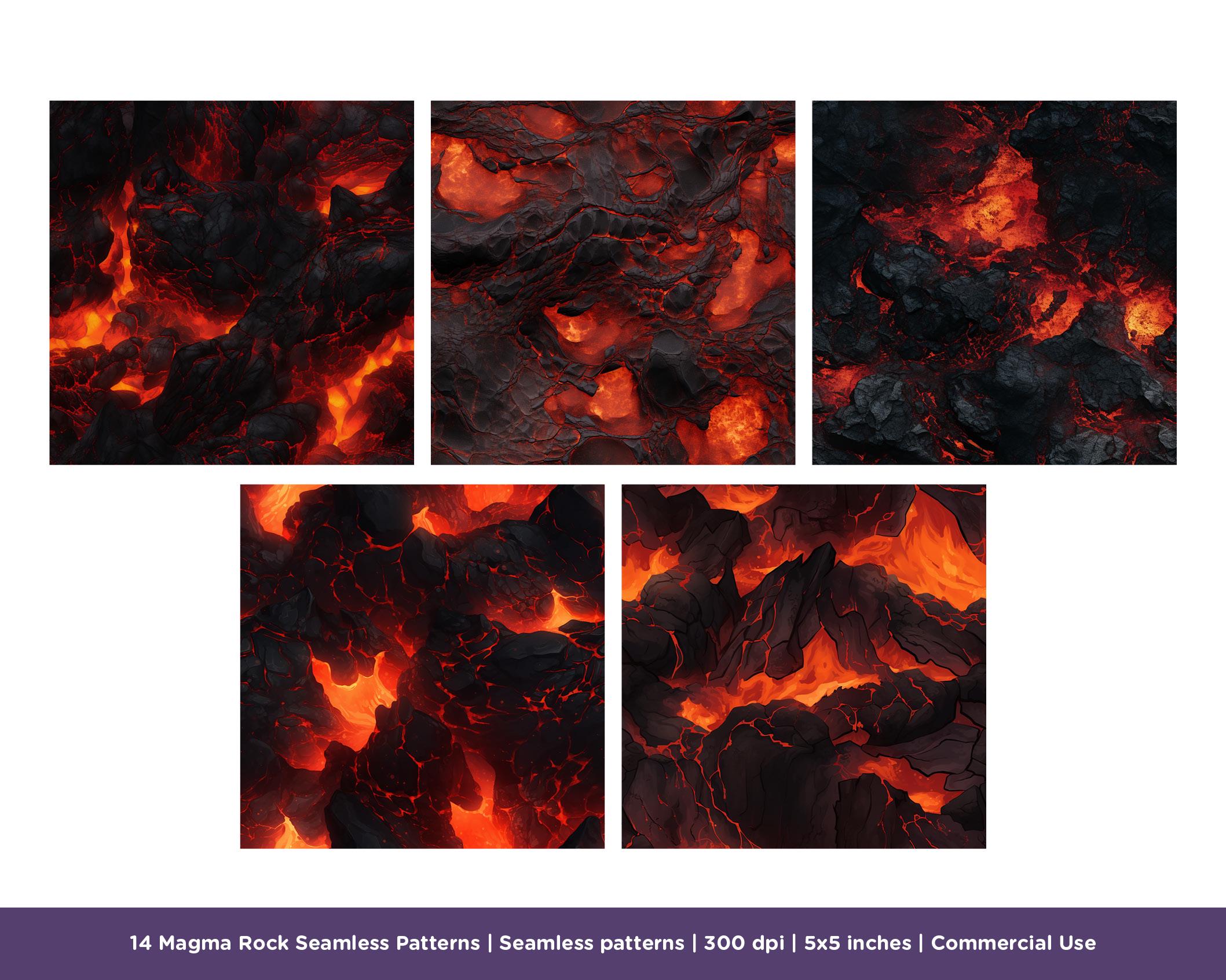 14 Magma Rock Lava Seamless Patterns - Ground Textures, Rock, Fiery ...