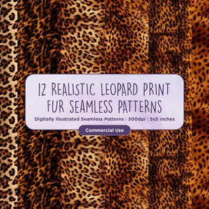 12 modelli realistici di stampa di pelliccia di leopardo senza soluzione di continuità - stampa di tigre, stampa di leopardo, macchie, texture, pelliccia, capelli, carta da parati, tessuti, uso commerciale