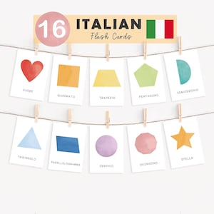 Italienische Formen Karteikarten für Kinder Karteikarten Italienische Sprache Italienische Lernformen Montessori Vorschulaktivitäten Italienisches Klassenzimmer