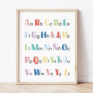 Spanish Alphabet Poster Spanish for Kids Spanish Teacher Spanish Preschool Spanish Class Montessori Prints Abecedario Para Imprimir Alfabeto