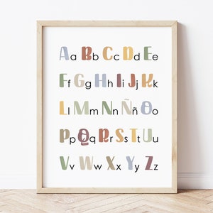 Alfabeto Español Abecedario Spanish Alphabet Poster Spanish Montessori Spanish Education Spanish Class Decor Prints Spanish Printables