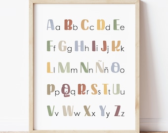 Alfabeto Español Abecedario Spanish Alphabet Poster Spanish Montessori Spanish Education Spanish Class Decor Prints Spanish Printables
