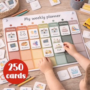 Programme hebdomadaire Planificateur visuel pour enfants Cartes de routine Calendrier visuel Autisme maintenant et prochaine routine Rythme quotidien Programme des responsabilités des tout-petits