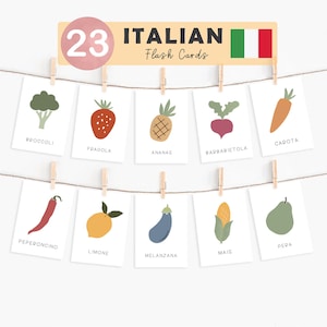 Italian Fruits Vegetables Flashcards Italian Language Italian Teacher Preschool Printables Italian Classroom Decor Montessori Materials
