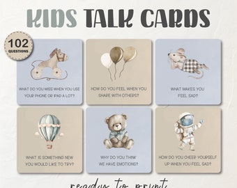 Kids Conversation Cards Kids Talk Cards Therapy Tools Kids Play Therapy Talking Cards Question Cards for Kids Preschool Communication Cards