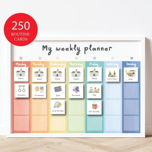 Programme hebdomadaire Planificateur visuel pour enfants Cartes de routine Calendrier visuel Autisme maintenant et prochaine routine Rythme quotidien Programme des responsabilités des tout-petits