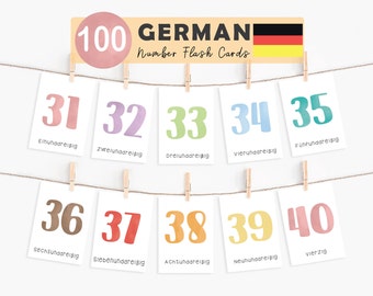 Numbers Flash Cards Poster German Education Montessori Home School German Kids Deutsch Nummer Learnkarten Kindergarten German Lessons