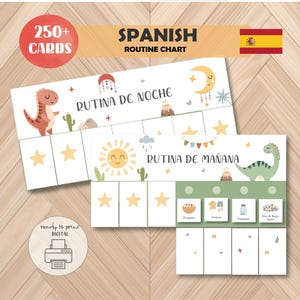 Quadro de Rotina em Espanhol Quadro de Tarefas Cartões de Rotina Educação em Espanhol Rotina de Tarefas para Crianças Organização para a Hora de Dormir Quadro de Rotina Diário