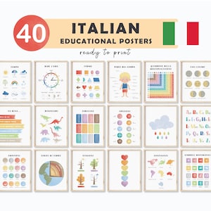 Poster educativi italiani per bambini Materiali per insegnanti italiani Scuola Montessori italiana Italia Educazione Bambini Stampe italiane Scuola materna