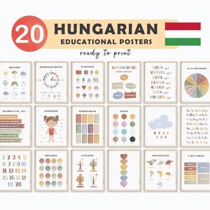 Hungarian School Printables for Kids Hungarian Preschool Posters Educational Prints Hungarian Teacher Hungary Montessori Flashcards for Kids
