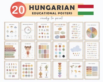 Hungarian School Printables for Kids Hungarian Preschool Posters Educational Prints Hungarian Teacher Hungary Montessori Flashcards for Kids