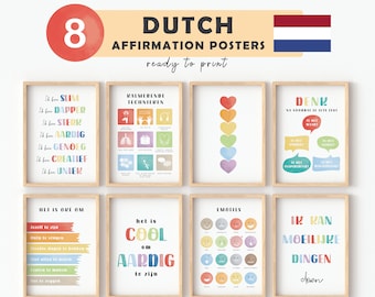 Dutch Positive Affirmations for Kids – Printable Wall Art, Motivational Quotes, Room Decor Poster