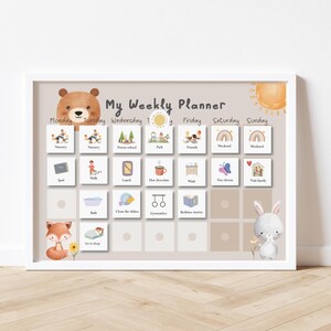 Tabla de rutinas para niños: Planificador visual de horarios para niños pequeños, tablero "Autismo ahora y ahora", tarjetas de responsabilidad, calendario semanal