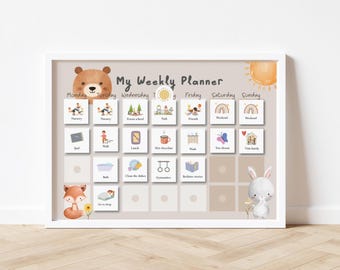 Kids Routine Chart – Visual Schedule Planner for Toddlers, Autism Now and Next Board, Responsibility Cards, Weekly Calendar