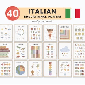 Poster educativi italiani per bambini Materiali per insegnanti italiani Scuola Montessori italiana Italia Educazione Bambini Stampe italiane Scuola materna