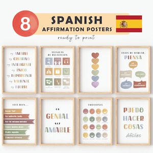 Spanish Positive Affirmations for Kids Spanish Posters Spanish Class Room Spanish Teacher Emociones Spanish Prints Español Calming Corner