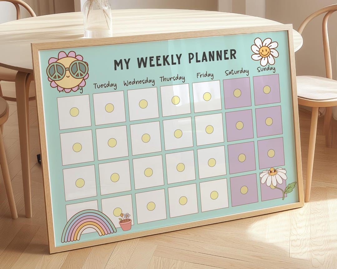 Kids Weekly Planner Kids Schedule Children Daily Routine Calendar Kids ...