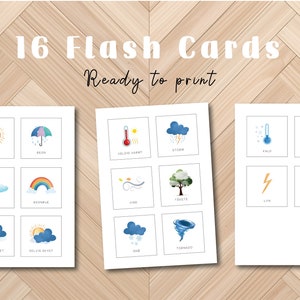 Norwegian Weather Flash Cards Weather Flashcards for Kids Norwegian ...