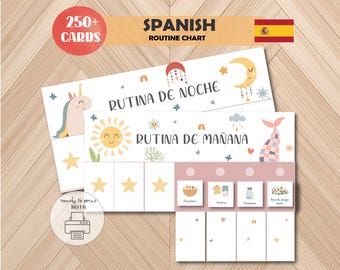 Spanish Flip Chart Routine Chart Chore Chart Routine Cards Spanish Education Kids Chore  Routine Bedtime Organization Daily Flip Chart