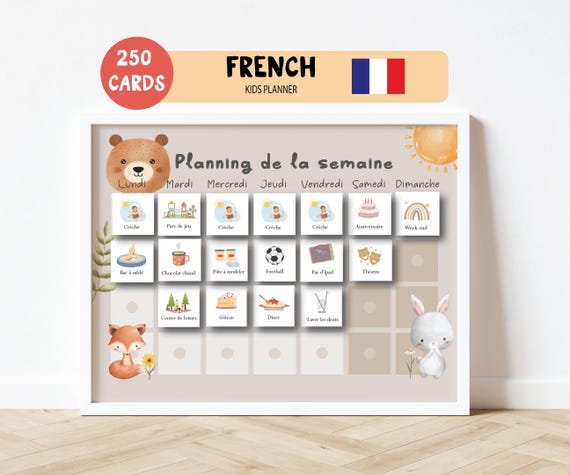 French Visual Planner for Kids | Weekly Routine Cards | Autism Now & Next Schedule | Daily Rhythm Toddler Responsibility Chart