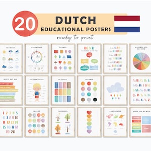 Niederländische Montessori Materialien Niederländische Lernposter für Kinderzimmer Dekor Niederlande Poster Homeschool Printables Montessori Niederländisch Lehrer