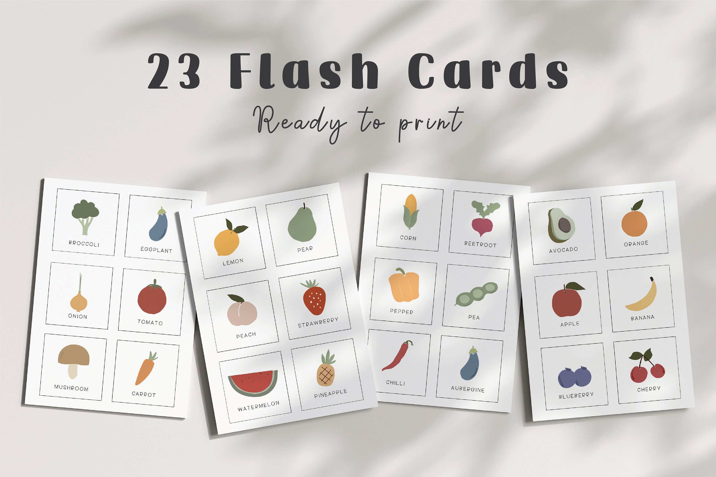 Fruits Flashcards for Kids Flashcards Vegetables Print Toddler ...