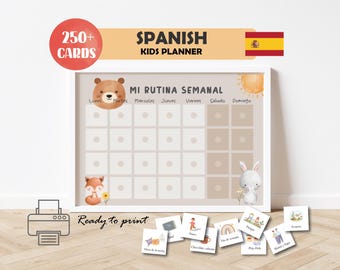 Planificador Semanal con Pictogramas para Niños Actividades Diarias Rutinas de Mañana y Noche Reloj de Rutinas Infantiles Montasorri España
