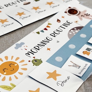 Kinder Chore Chart Morgen-Routine für Kinder Abend-Routine Kleinkind Stundenplan Tabelle Nach der Schule Routine Schlafengehen Organisation Täglicher Flip-Warenkorb