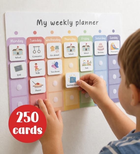 Schedule Kids Visual Planner Routine Cards Visual Calendar Autism Now and Next Routine Daily Rhythm Toddler Responsibility Schedule