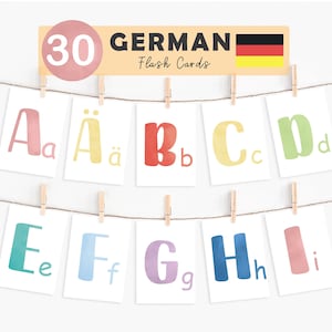 German Alphabet Letters Flash Cards German Language German Kids Montessori Deutsche Kids Lessen Learnkarten German Education Poster