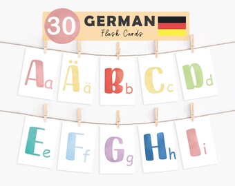 German Alphabet Letters Flash Cards German Language German Kids Montessori Deutsche Kids Lessen Learnkarten German Education Poster