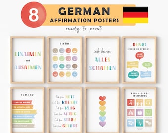 German Positive Affirmations for Kids Motivational Poster Daily Affirmations Positive Playroom German Quotes Poster Kinderzimmer Bilder