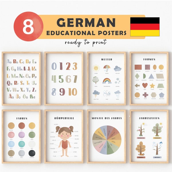 German Learning German Educational Poster German Language Bilder Kinderzimmer Deco Montessori Spielzeug Home Education German Teacher