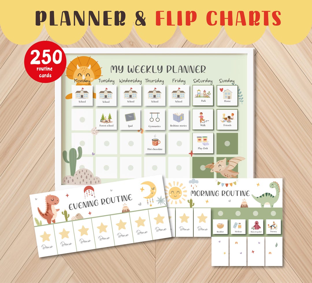 Printable Kids Daily Routine Planner - Morning & Evening Flipcharts ...